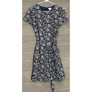 J.Crew Women’s Size 2 Navy Short Sleeve Tie Waist Dress Preppy Work Office